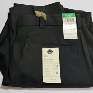 Haggar Classic Fit ECLO Dress Pants 36x30 Black Flat Front NWT